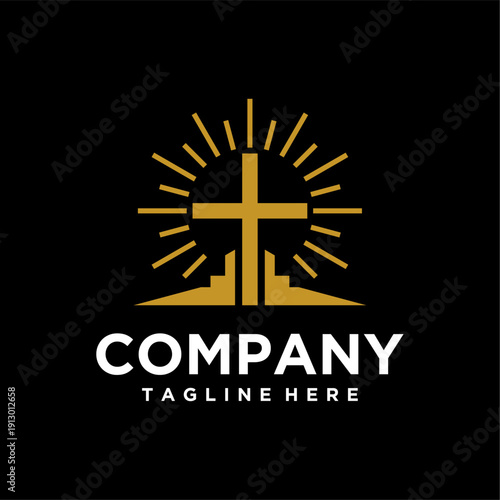 Church Logo Design with Cross, Dove, Holy Spirit Fire, and Hands