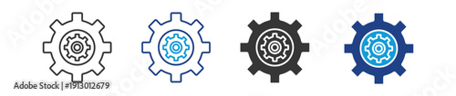  gear icon set multiple style collection	