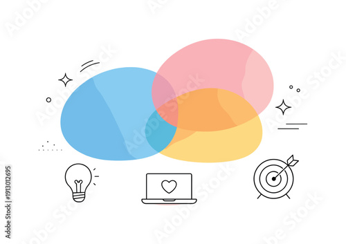 Abstract soft gradient. Rounded gradient shapes overlapping subtly with lots of breathing room. Modern, elegant visual for creative and tech