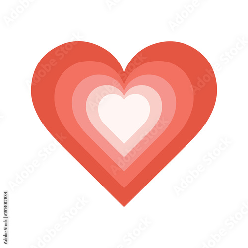 Layered heart graphic with vibrant red and pink gradients symbolizing love and warmth