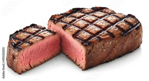 Perfectly grilled juicy steak with char marks and salt crystals, ready to be served