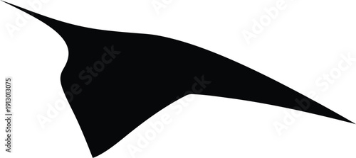 Abstract black vector shape with sharp points and smooth curves, isolated on transparent background, ideal for branding or graphic design elements.