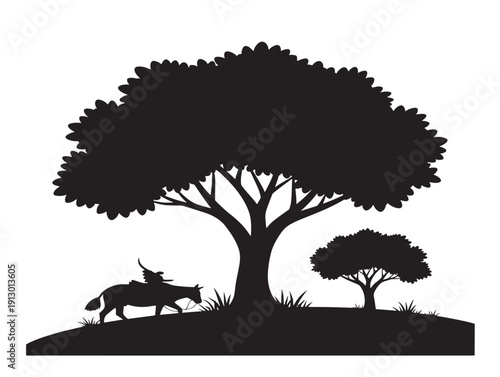 Dynamic tree scene silhouette pack for gorgeous landscape illustrations