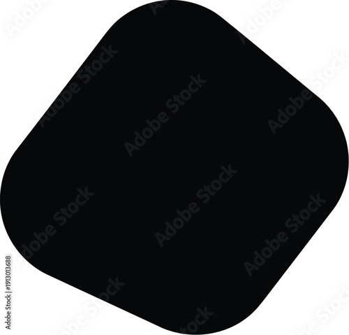 Abstract black vector shape with rounded corners and a slight rotation, ideal for minimalist branding, app icons, or UI design elements. isolated PNG with Transparent Background