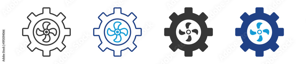 Fototapeta premium turbine icon set multiple style collection