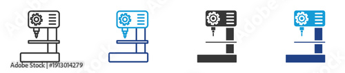 drill machine icon set multiple style collection	