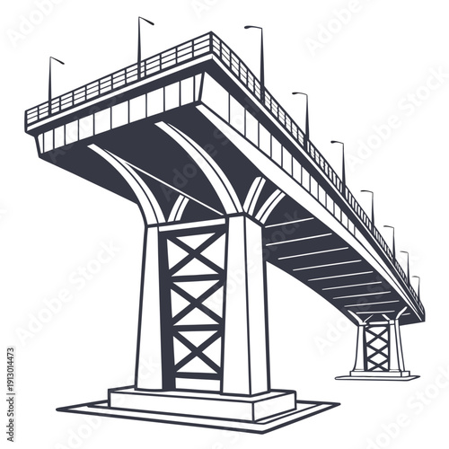 Bridge Deck Structure Engineering Design with White Background