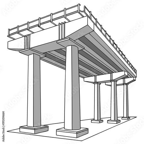 Concrete Column and Beam Structural System Vector