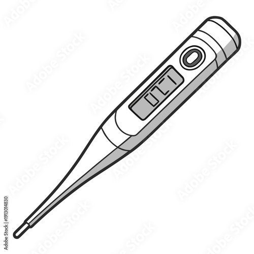 Digital Thermometer Medical Device Icon Isolated on White Background