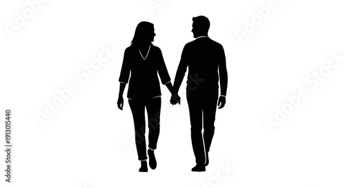 Couple walking hand in hand together in a serene landscape view Whisk