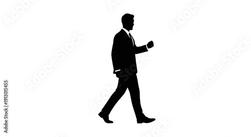 Businessman walks forward with briefcase in hand in a professional stride