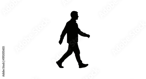 A man in business attire walking alone, silhouette illustration, side view, Whisk reference used for vector art