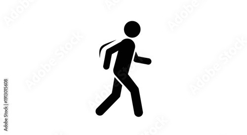 A person running with flowing hair, captured from behind in a minimalist illustration style