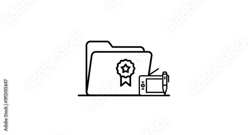 Folder with Certificate and USB Drive Icon.