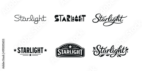 minimal contrast typography. Set lettering. harmonious lettering variations of the same emblematic concept, each with different artistic