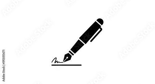 Fountain Pen Writing on Paper.