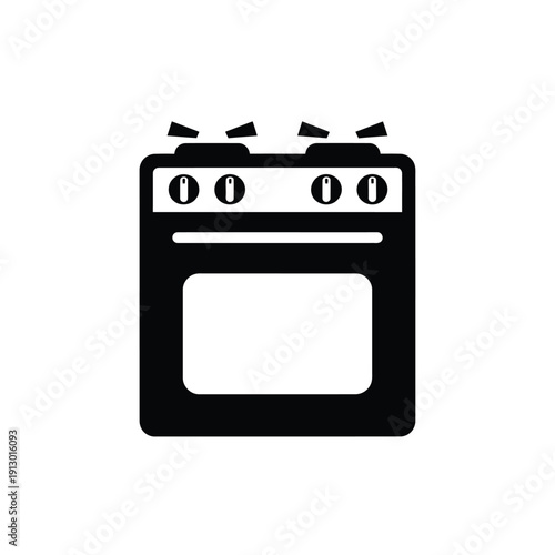 Vector illustration icon black and white illustration of a simple electric oven