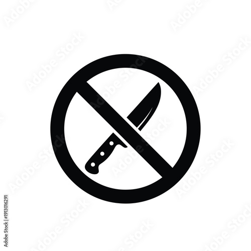 Vector illustration icon prohibition sign with knife icon on indicating no weapons allowed