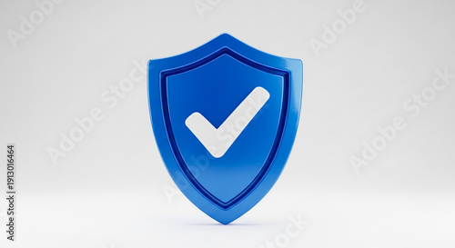 Wallpaper Mural Blue Shield with White Checkmark Symbol for Protection and Security Torontodigital.ca