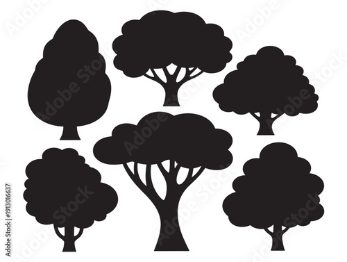 Elegant organic tree silhouettes set for gorgeous nature inspired art
