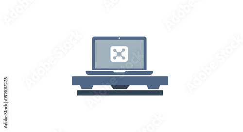 Laptop computer on a desk.