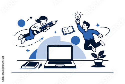   Decluttered workspace. A clean desk with a laptop, notebook, and one plant, everything