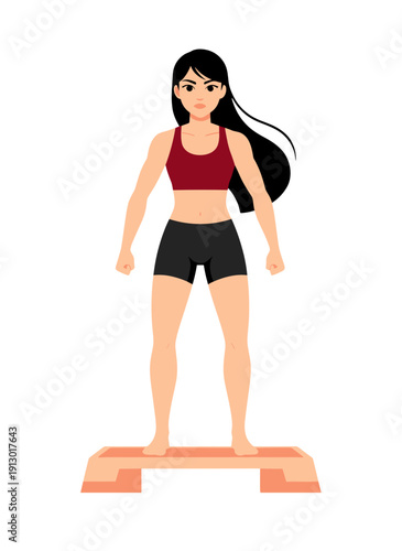 woman doing step aerobics, stepper platform workout, cardio fitness training, female endurance exercise, home gym routine, healthy active lifestyle, aerobic workout session, sporty woman exercising, w