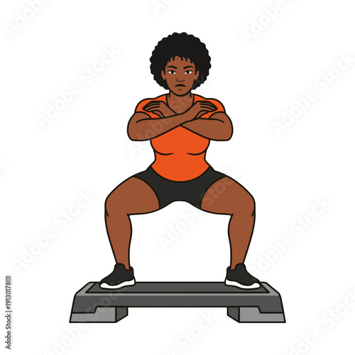 woman doing step aerobics, stepper platform workout, cardio fitness training, female endurance exercise, home gym routine, healthy active lifestyle, aerobic workout session, sporty woman exercising, w
