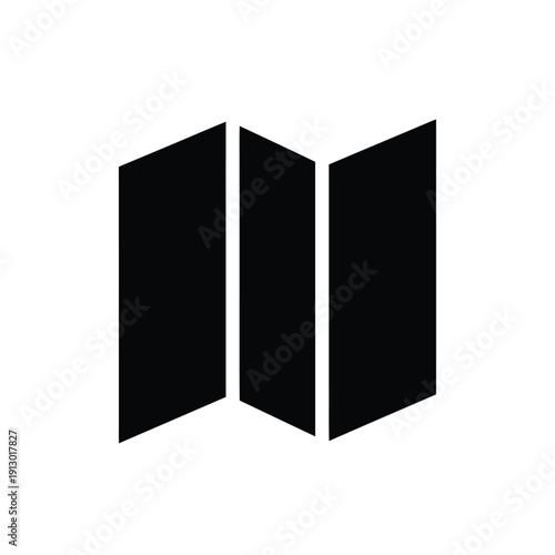 Vector illustration icon black brochure or catalog with three panels