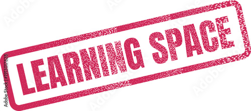 Learning space concept stamp in distressed red texture for educational environment branding