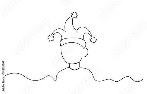 April Fools' Day or April Fool's Day continuous one line drawing and minimalist style isolate outline vector illustration