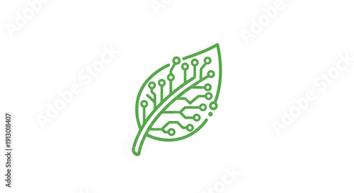 Green leaf with decorative curls pattern.