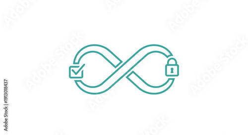 Green infinity loop with padlock.