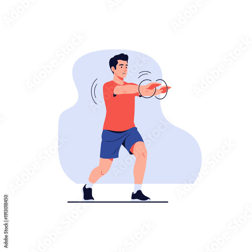 Man exercising with resistance band.
