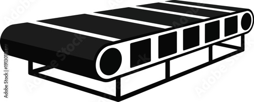 Minimal flat vector illustration of single black contract paper on a roll, viewed from above