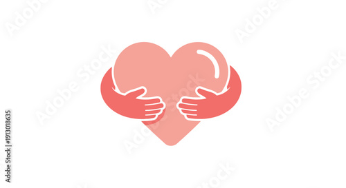 Hands holding a pink heart symbol.