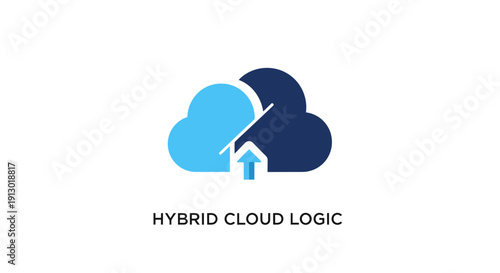 Hybrid cloud logic technology symbol.