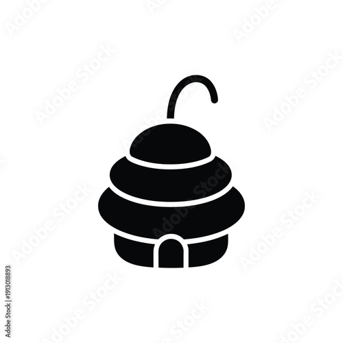Vector illustration icon simple black silhouette of a beehive with a hook on a isolated