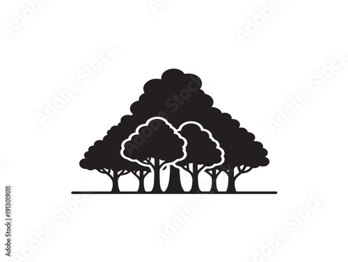 Tranquil calm nature trees silhouette for beautiful relaxation themes