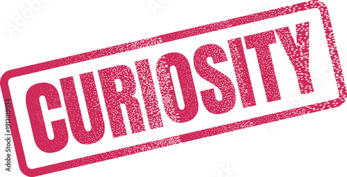 Textured Red Curiosity Stamp Impression Embodying Exploration, Wonder, and Intellectual Inquiry