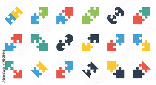 Colorful Jigsaw Puzzle Pieces Scattered Randomly.