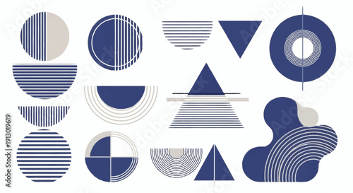 Collection of Geometric Shapes in Blue.