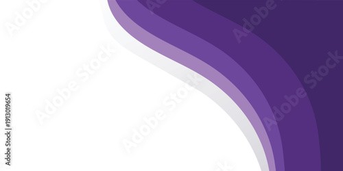 Purple business wave banner on white background, flat purple gradation. wavy background
