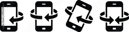 Digital Device Movement Symbols - Interactive Phone Screen Rotate and Tilt Icons for App UI