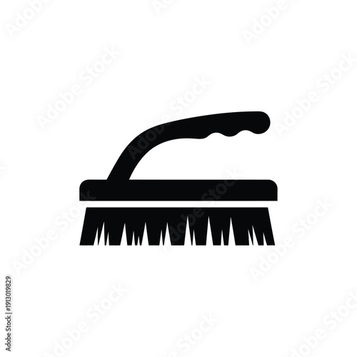 Vector illustration icon black brush with long handle and stiff bristles