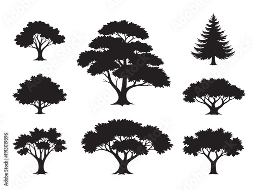 Elegant symmetric tree silhouettes for gorgeous formal garden designs