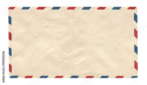 Schilderij op canvas Vintage 1950s Blank Aged Airmail Envelope with Red and Blue Border - Old Yellowe