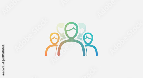 Abstract group icon multicolored people silhouettes on white background