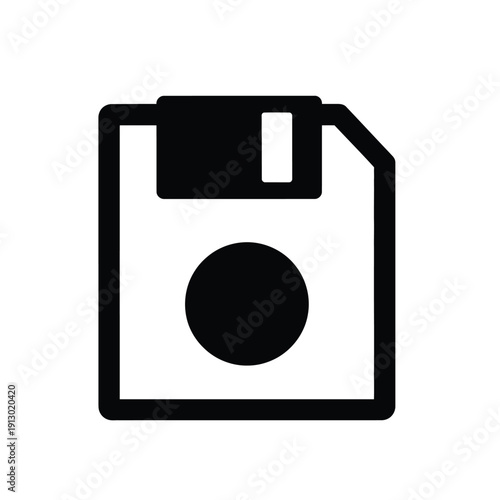 Vector illustration icon simple black and white icon of a floppy disk on a isolated