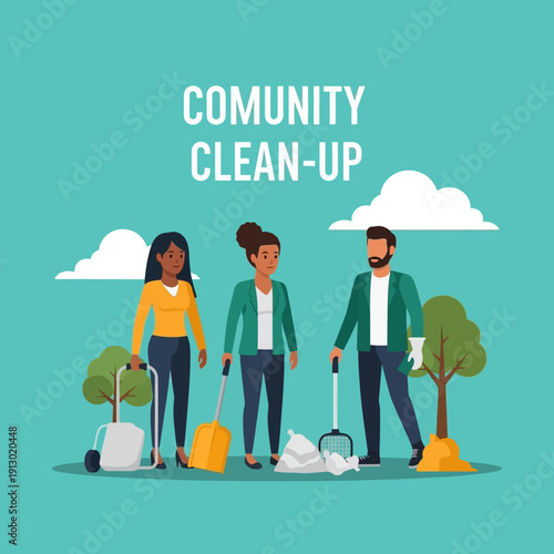 People doing community clean up work.